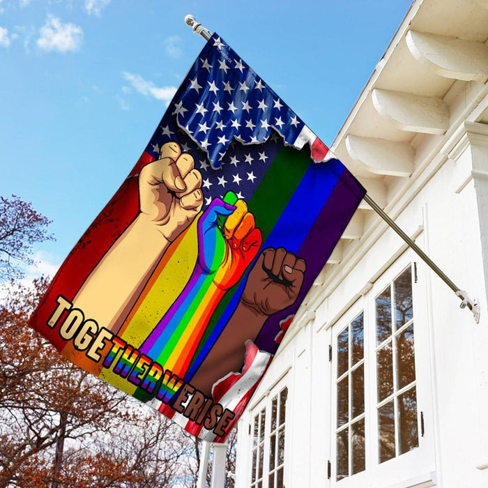 LGBT Together We Rise Flag | Garden Flag | Double Sided House Flag - GIFTCUSTOM