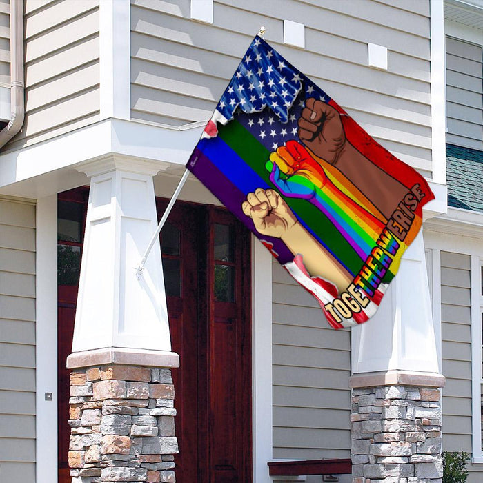 LGBT Together We Rise Flag | Garden Flag | Double Sided House Flag - GIFTCUSTOM