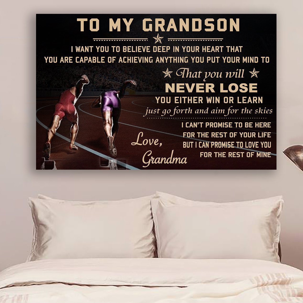 LH Athletics Canvas and Poster ��� grandma to grandson ��� never lose wall decor visual art - GIFTCUSTOM