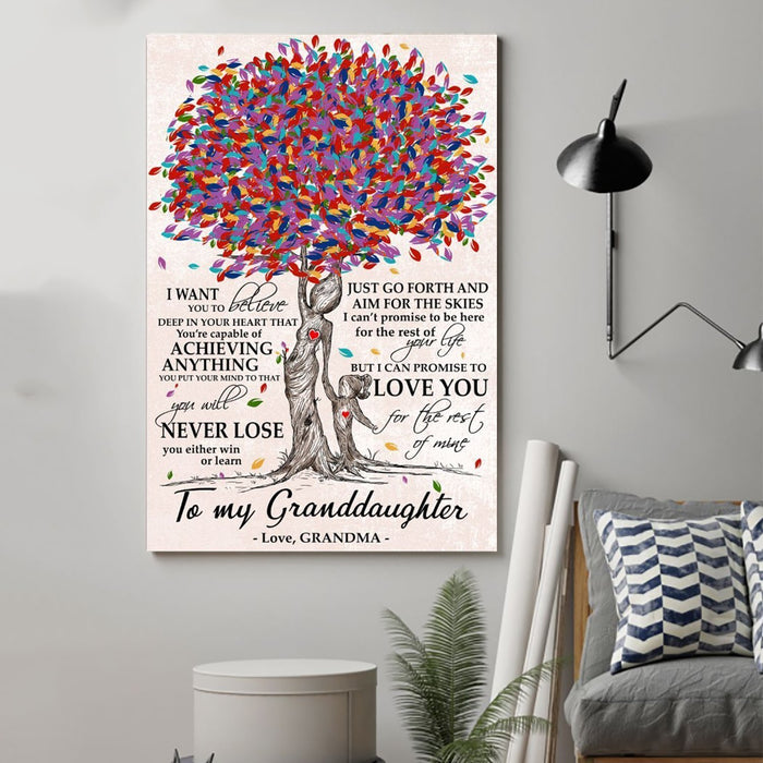 LH family Canvas and Poster ��� grandma to granddaughter ��� never lose wall decor visual art - GIFTCUSTOM