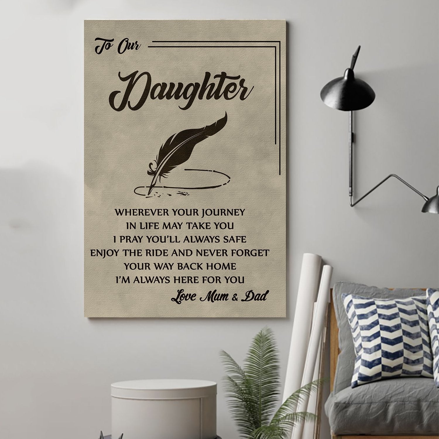 LH family Canvas and Poster ��� Mum&Dad to daughter ��� wherever your journey wall decor visual art - GIFTCUSTOM