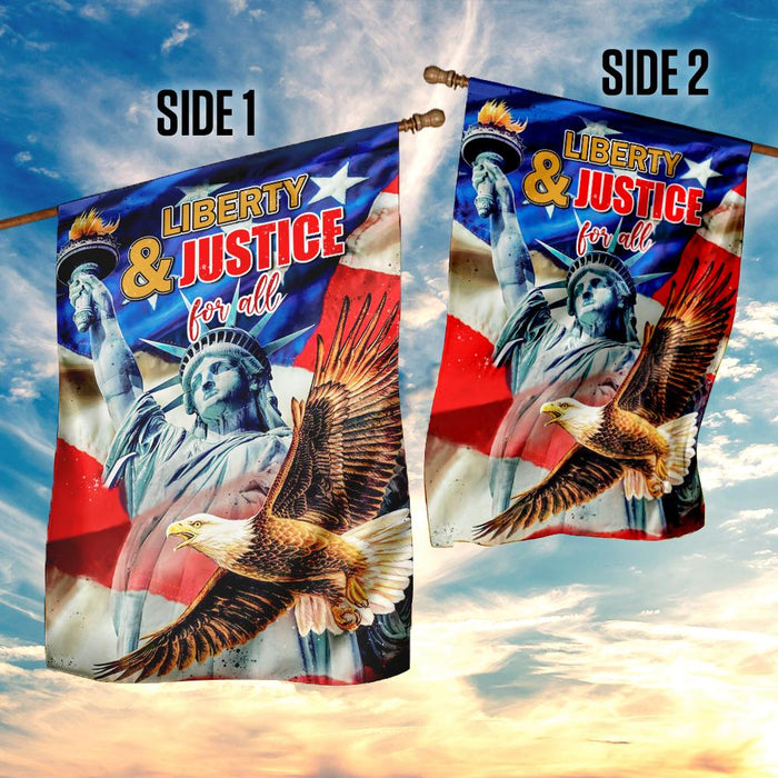 Liberty & Justice For All 4th July American Flag | Garden Flag | Double Sided House Flag - GIFTCUSTOM