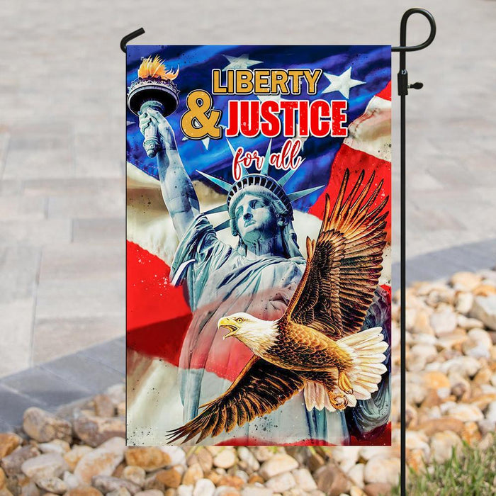 Liberty & Justice For All 4th July American Flag | Garden Flag | Double Sided House Flag - GIFTCUSTOM