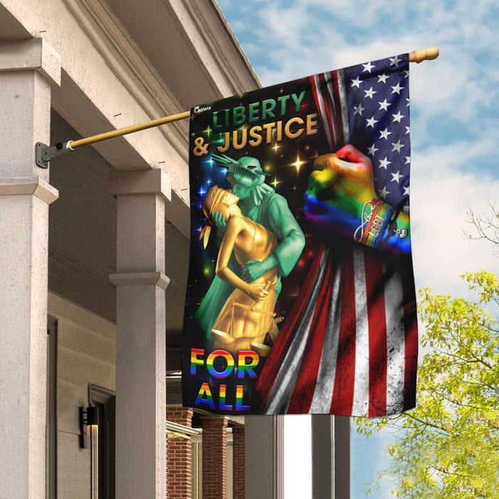 Liberty & Justice For All LGBT Flag | Garden Flag | Double Sided House Flag - GIFTCUSTOM