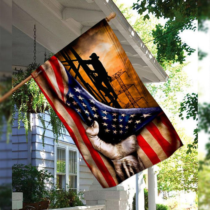 Lineman American US Flag | Garden Flag | Double Sided House Flag - GIFTCUSTOM