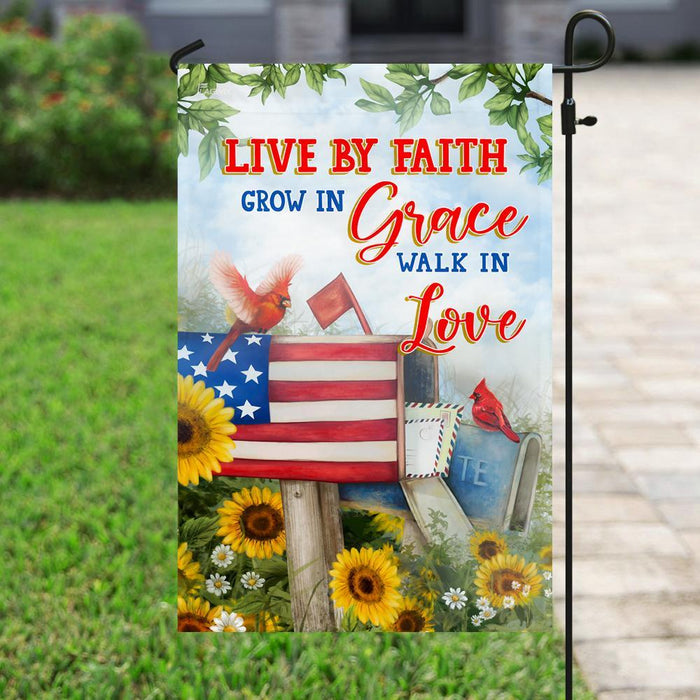 Live By Faith Walk In Love Red Cardinal Mailbox Flag | Garden Flag | Double Sided House Flag - GIFTCUSTOM