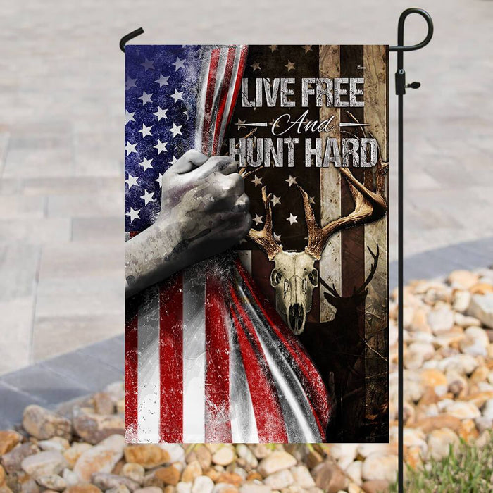 Live Free Hunt Hard Flag | Garden Flag | Double Sided House Flag - GIFTCUSTOM