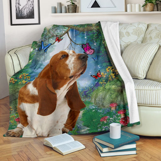 ln basset hound heaven garden blanket - GIFTCUSTOM