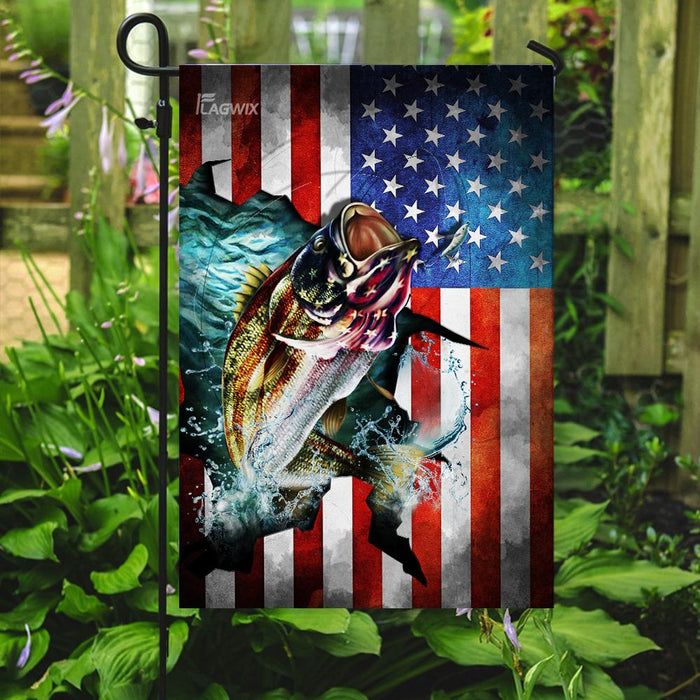 Love Fishing America Flag | Garden Flag | Double Sided House Flag - GIFTCUSTOM