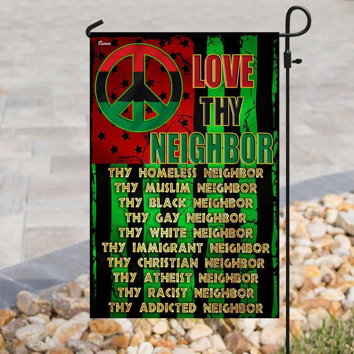 Love Thy Neighbor Peace Flag | Garden Flag | Double Sided House Flag - GIFTCUSTOM