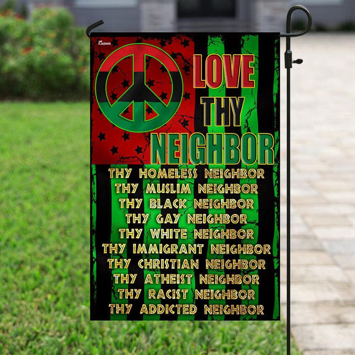 Love Thy Neighbor Peace Flag | Garden Flag | Double Sided House Flag - GIFTCUSTOM