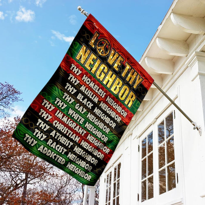 Love Thy Neighbor Peace Flag | Garden Flag | Double Sided House Flag - GIFTCUSTOM