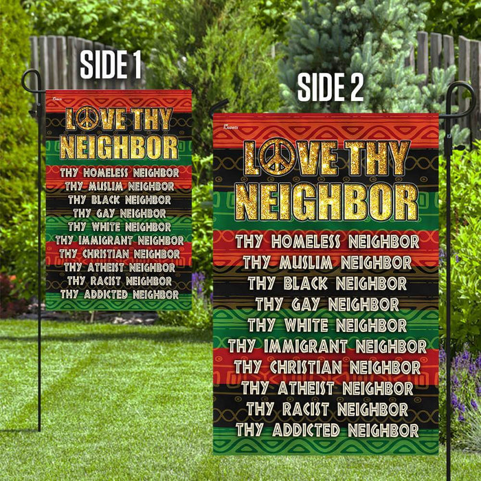 Love Thy Neighbor Peace Flag | Garden Flag | Double Sided House Flag - GIFTCUSTOM