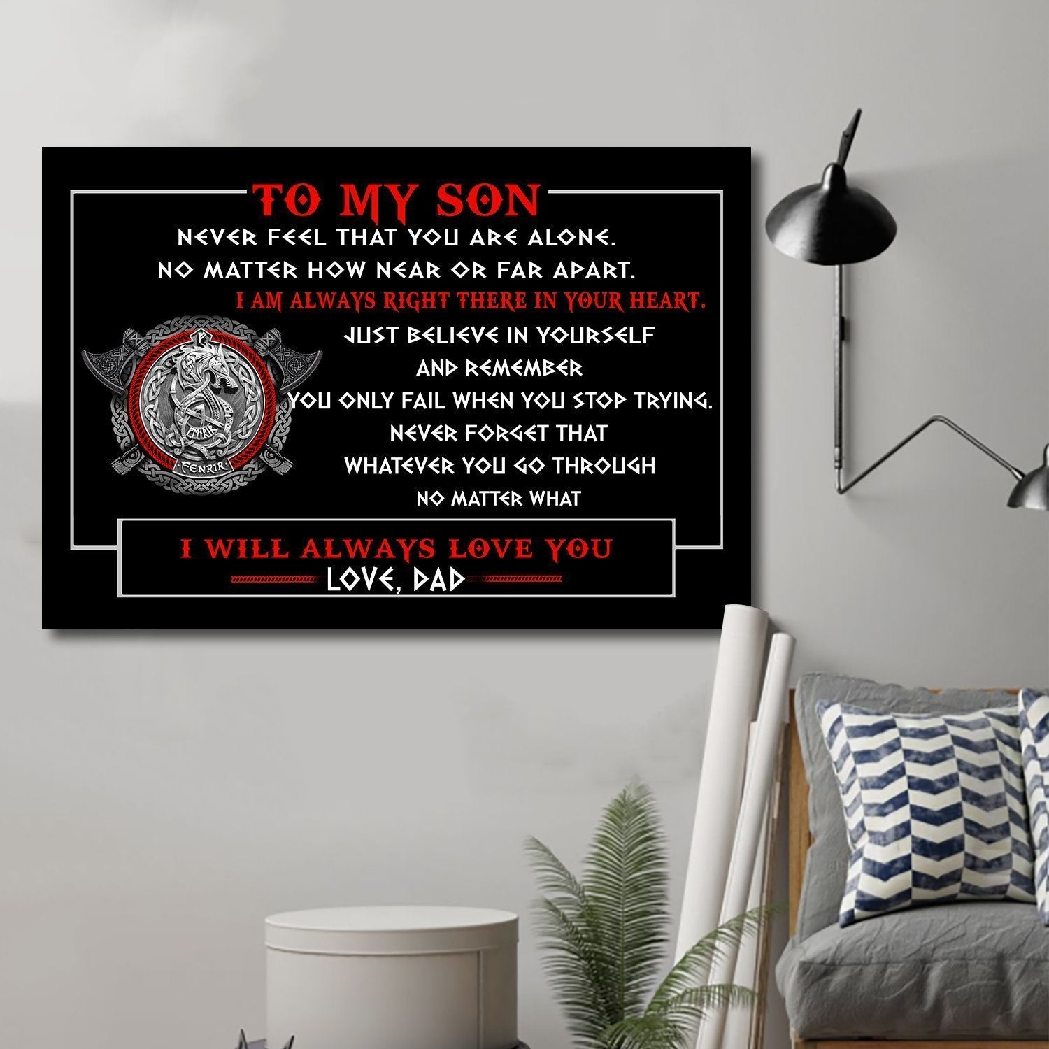 LP viking Canvas and Poster ��� Dad to Son ��� never feel that vs3 wall decor visual art - GIFTCUSTOM