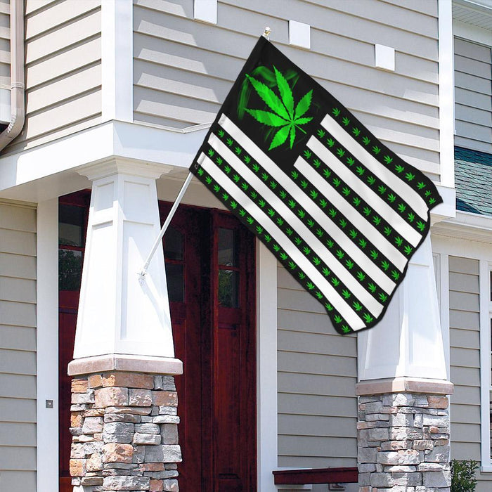 Marijuana Leaf American Flag | Garden Flag | Double Sided House Flag - GIFTCUSTOM