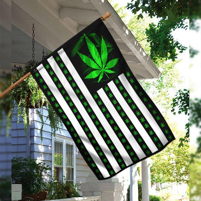 Marijuana Leaf American Flag | Garden Flag | Double Sided House Flag - GIFTCUSTOM