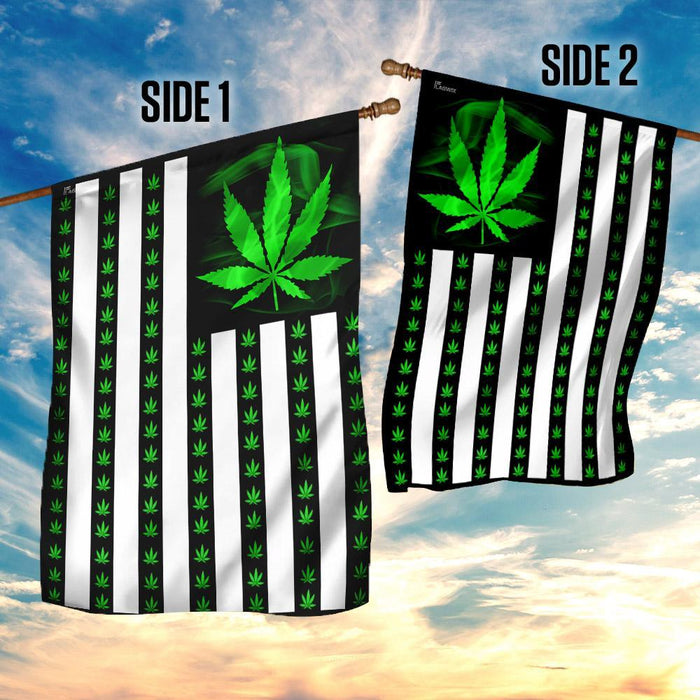 Marijuana Leaf American Flag | Garden Flag | Double Sided House Flag - GIFTCUSTOM