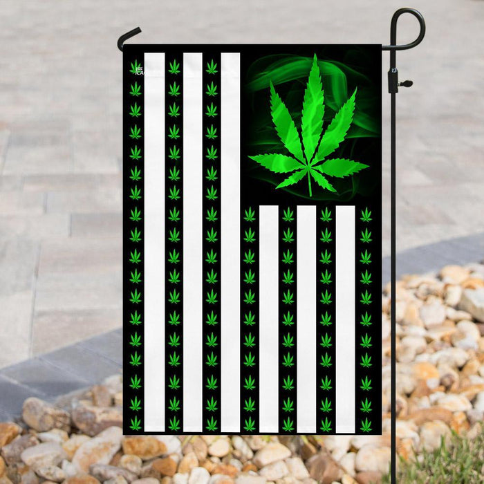 Marijuana Leaf American Flag | Garden Flag | Double Sided House Flag - GIFTCUSTOM