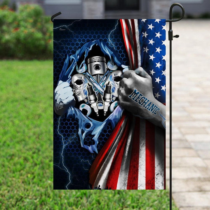 Mechanic American Flag | Garden Flag | Double Sided House Flag - GIFTCUSTOM