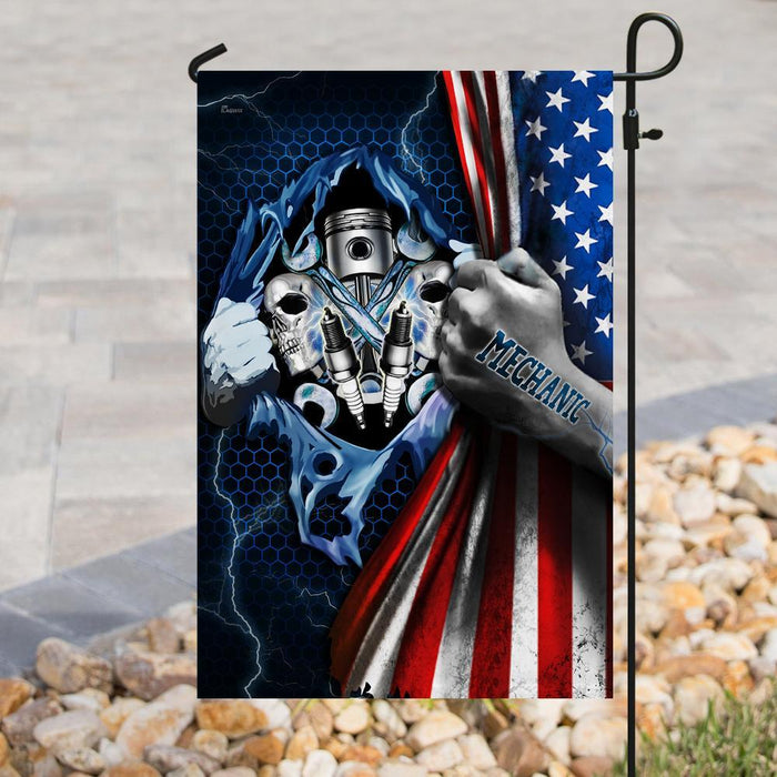 Mechanic American Flag | Garden Flag | Double Sided House Flag - GIFTCUSTOM