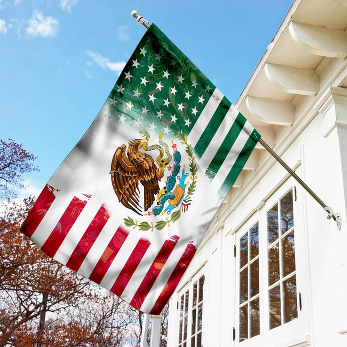 Mexican American Flag | Garden Flag | Double Sided House Flag - GIFTCUSTOM