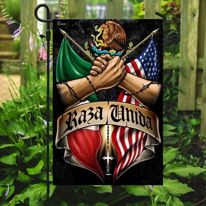 Mexican American Flag | Garden Flag | Double Sided House Flag - GIFTCUSTOM