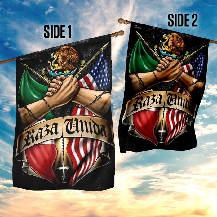 Mexican American Flag | Garden Flag | Double Sided House Flag - GIFTCUSTOM