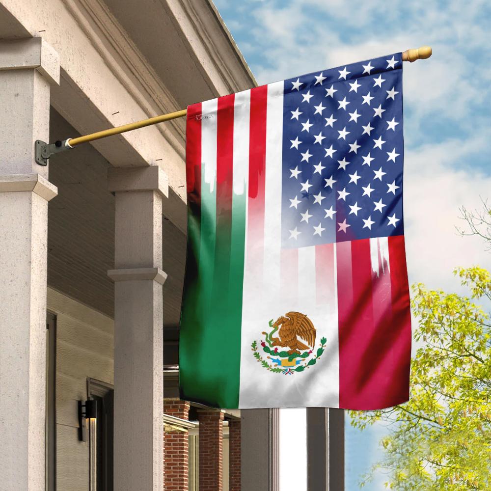 Mexican American Flag | Garden Flag | Double Sided House Flag