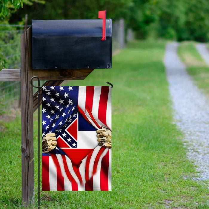 Mississippi And American Flag | Garden Flag | Double Sided House Flag - GIFTCUSTOM