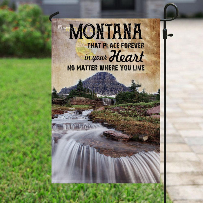 Montana Forever In Your Heart Flag | Garden Flag | Double Sided House Flag - GIFTCUSTOM