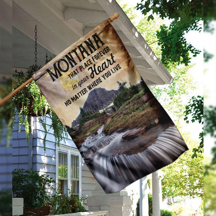 Montana Forever In Your Heart Flag | Garden Flag | Double Sided House Flag - GIFTCUSTOM