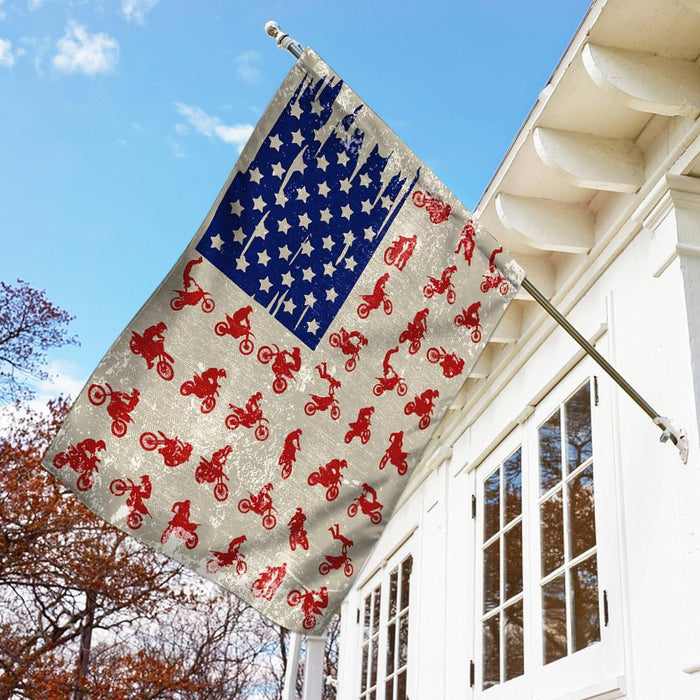 Motocross American US Flag | Garden Flag | Double Sided House Flag - GIFTCUSTOM