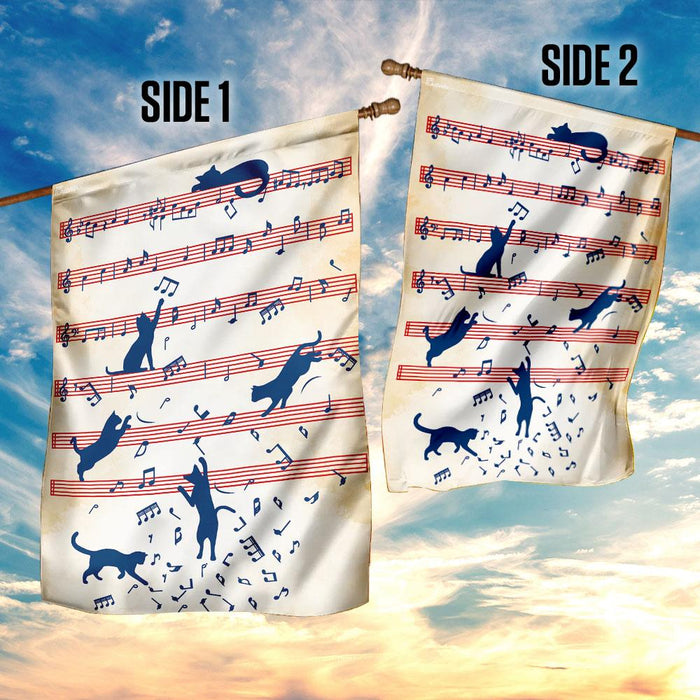 Music Cat Flag | Garden Flag | Double Sided House Flag - GIFTCUSTOM