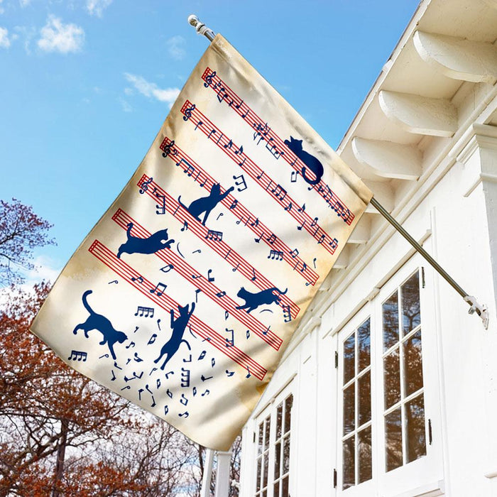 Music Cat Flag | Garden Flag | Double Sided House Flag - GIFTCUSTOM