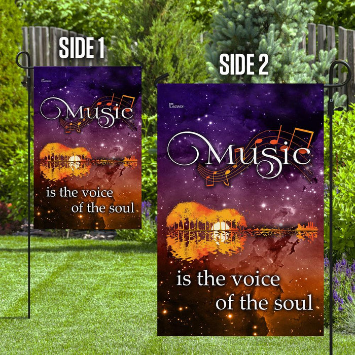 Music Is The Voice Of The Soul Guitar Flag | Garden Flag | Double Sided House Flag - GIFTCUSTOM