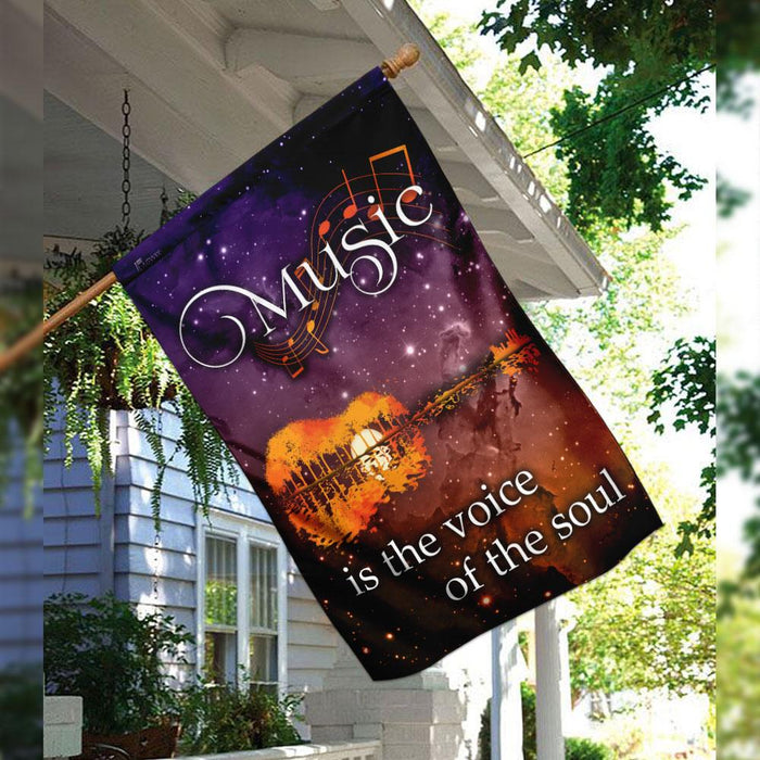 Music Is The Voice Of The Soul Guitar Flag | Garden Flag | Double Sided House Flag - GIFTCUSTOM