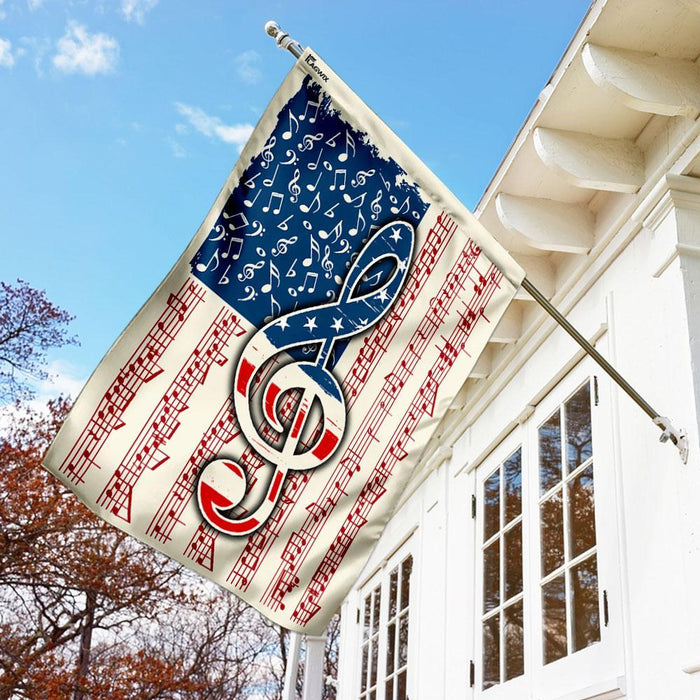 Music Notes America Flag | Garden Flag | Double Sided House Flag - GIFTCUSTOM