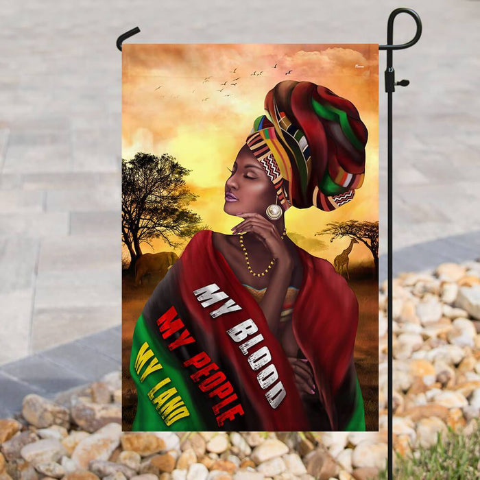 My Blood My People My Land Africa Flag | Garden Flag | Double Sided House Flag - GIFTCUSTOM