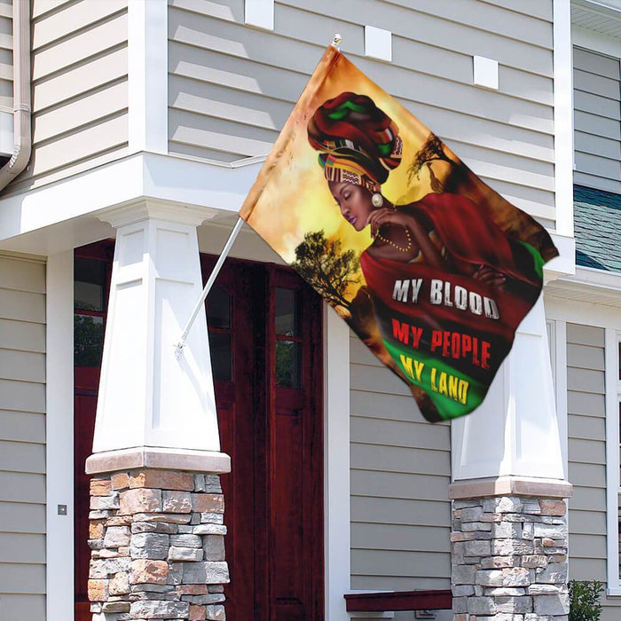 My Blood My People My Land Africa Flag | Garden Flag | Double Sided House Flag - GIFTCUSTOM