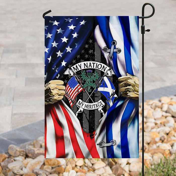 My Nation My Heritage ��� Scotland And American Flag | Garden Flag | Double Sided House Flag - GIFTCUSTOM
