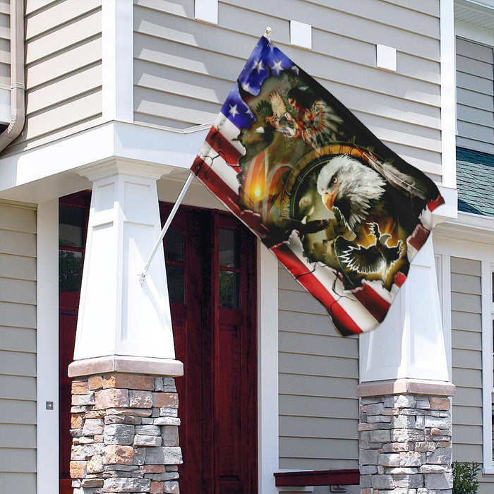 Native American American Flag | Garden Flag | Double Sided House Flag - GIFTCUSTOM