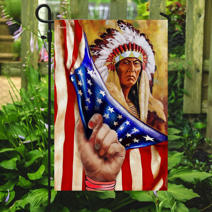 Native American Ancestor American Flag | Garden Flag | Double Sided House Flag - GIFTCUSTOM