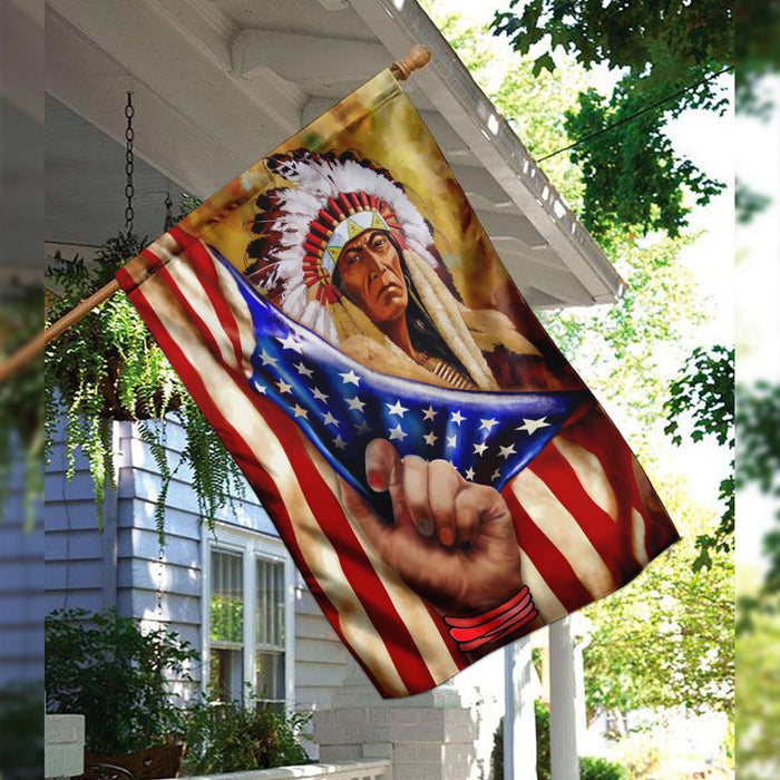 Native American Ancestor American Flag | Garden Flag | Double Sided House Flag - GIFTCUSTOM