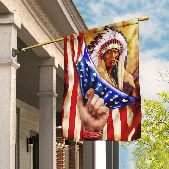 Native American Ancestor American Flag | Garden Flag | Double Sided House Flag - GIFTCUSTOM