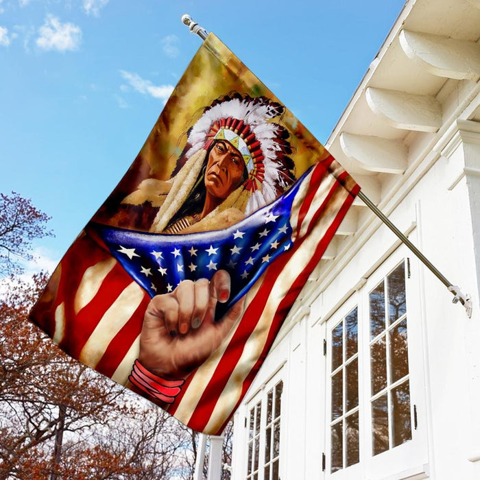 Native American Ancestor American Flag | Garden Flag | Double Sided House Flag - GIFTCUSTOM