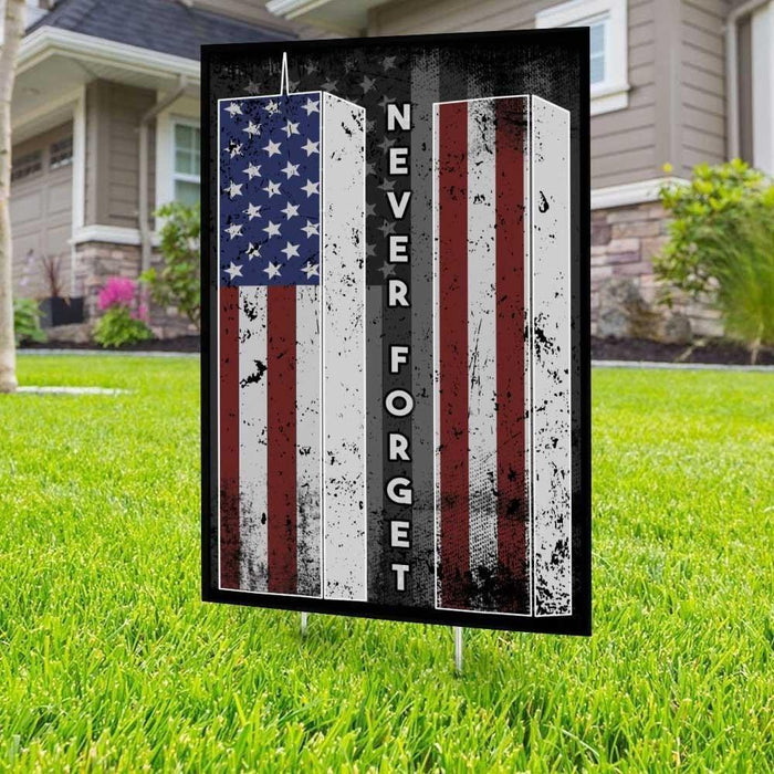 Never Forget The Fallen Yard Sign (24 x 18 inches) - GIFTCUSTOM