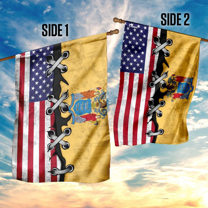 New Jersey And American Flag | Garden Flag | Double Sided House Flag - GIFTCUSTOM