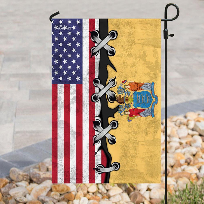 New Jersey And American Flag | Garden Flag | Double Sided House Flag - GIFTCUSTOM