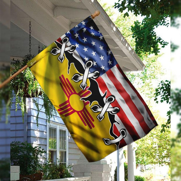 New Mexico And American Flag | Garden Flag | Double Sided House Flag - GIFTCUSTOM