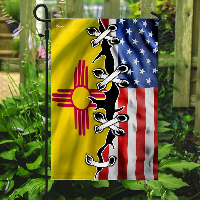 New Mexico And American Flag | Garden Flag | Double Sided House Flag - GIFTCUSTOM